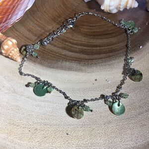 Shell & Bicone green crystal ankle bracelet